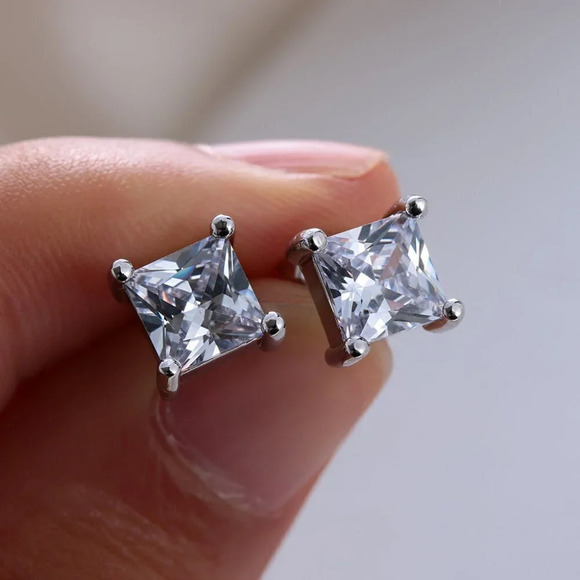 4MM S925 Sterling Silver CZ Stud Earrings for Women/Girl, US19251023 - Picture 3 of 14
